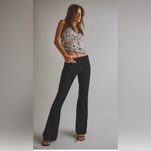 Free People Penny Pull-On Black Velvet  Flare Pants
